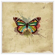 Butterfly & paint splats (Picutre Frame) White | XS