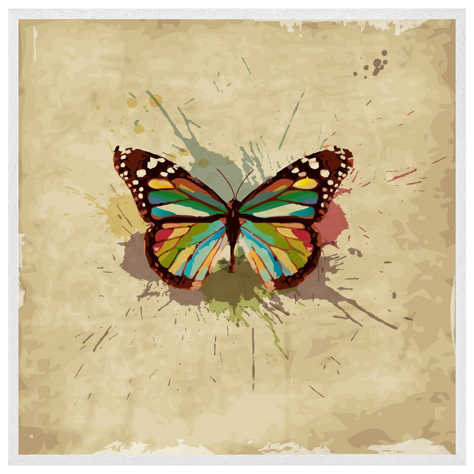 image 1 of Butterfly & paint splats (Picutre Frame) White | XS