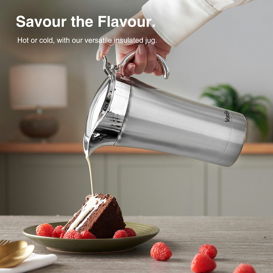 image 1 of VonShef 1L Gravy Boat with Lid, Extra Large Double-Wall Insulated