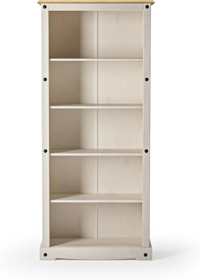 image 1 of Corona Tall Large White Bookcase Solid Pine Wood