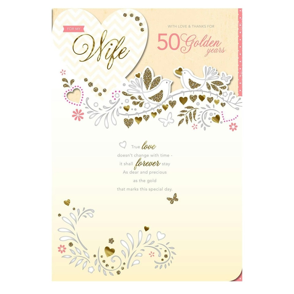 image 1 of With Love and Thanks for 50 Golden Years Wife Anniversary Card