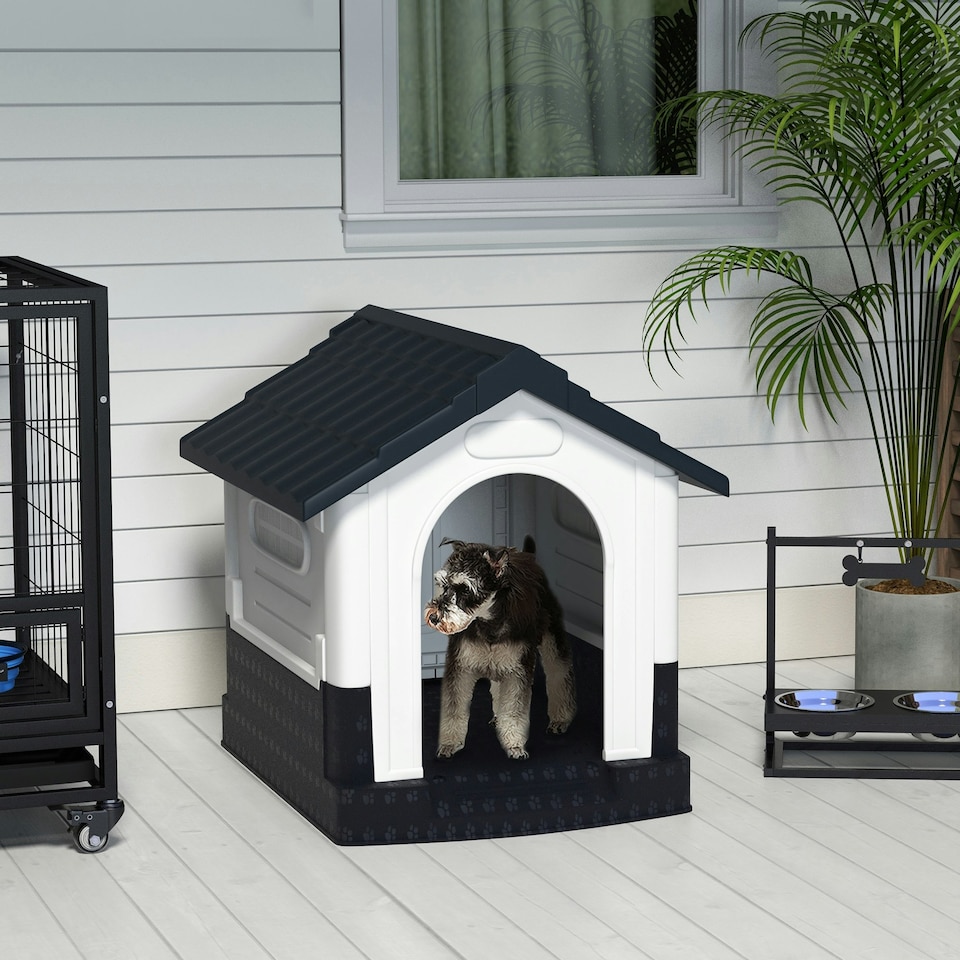 image 1 of PawHut Dog Kennel for Outside, for XS and S Dogs, 80 x 69 x 76cm, Grey
