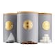 image 3 of Cooks Professional 3 Piece Ribbed Tea, Coffee, & Sugar Cannisters with Bamboo Lids | Grey | Grey & Gold