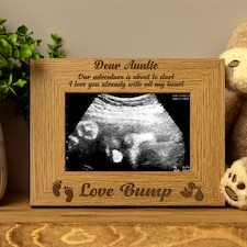 New Baby Pregnancy Scan Wooden Photo Frame Auntie Gift Brown | Brown 5x7 | One Size