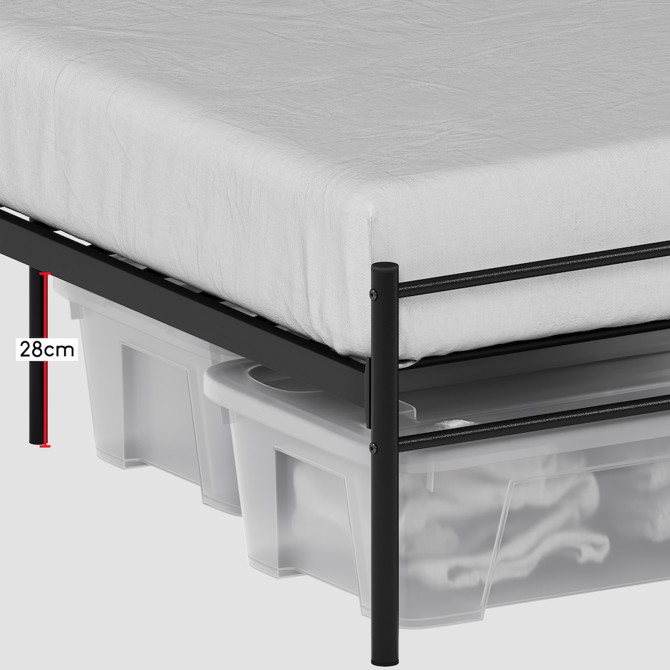 image 1 of Vida Designs Dorset 5ft King Size Bed Metal Frame, Black, 150 x 200cm