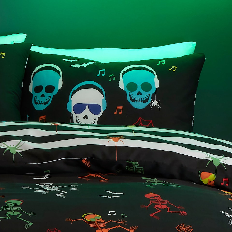 image 1 of Bedlam Dancing Skeletons Duvet Cover Set Black