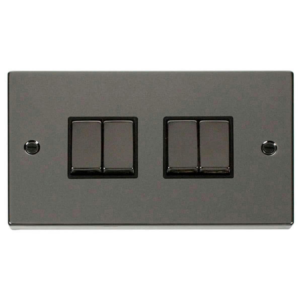 SE HOME Black Nickel 10A 4 Gang 2 Way Ingot Light Switch Black Black Nickel