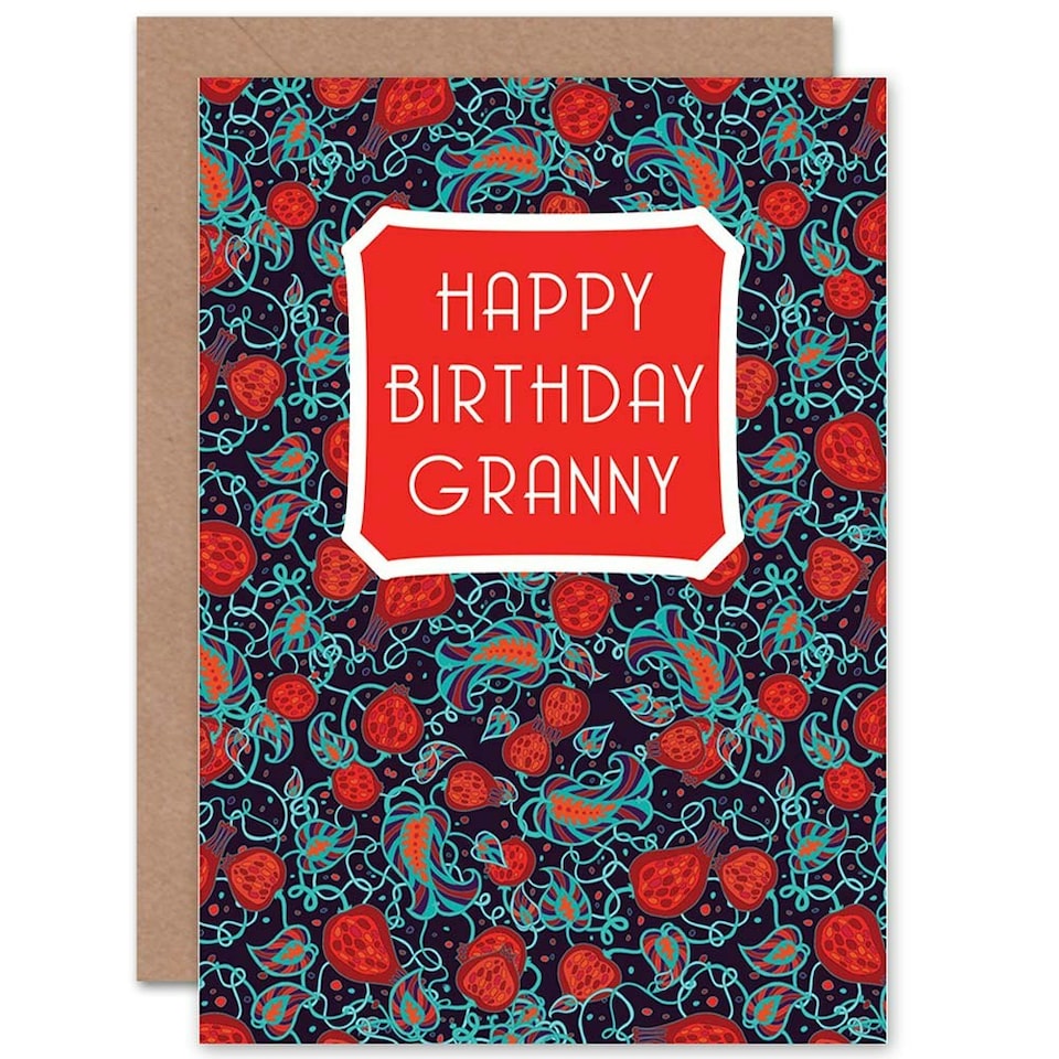 image 1 of Floral Fruit Pattern Granny Birthday Card