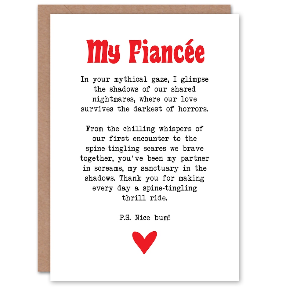 image 1 of Greeting Card Love Poem Horror Fan Fiancée Romantic Poetry Fun