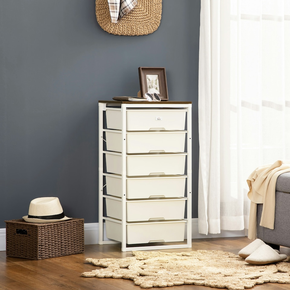image 1 of HOMCOM Chest of Drawers, 6 Drawer Unit Storage Chest Bedroom