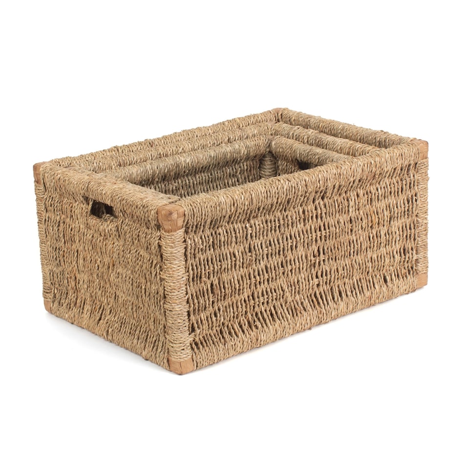 image 1 of Set of 3 Seagrass Storage Basket | Green | Green | Not provided