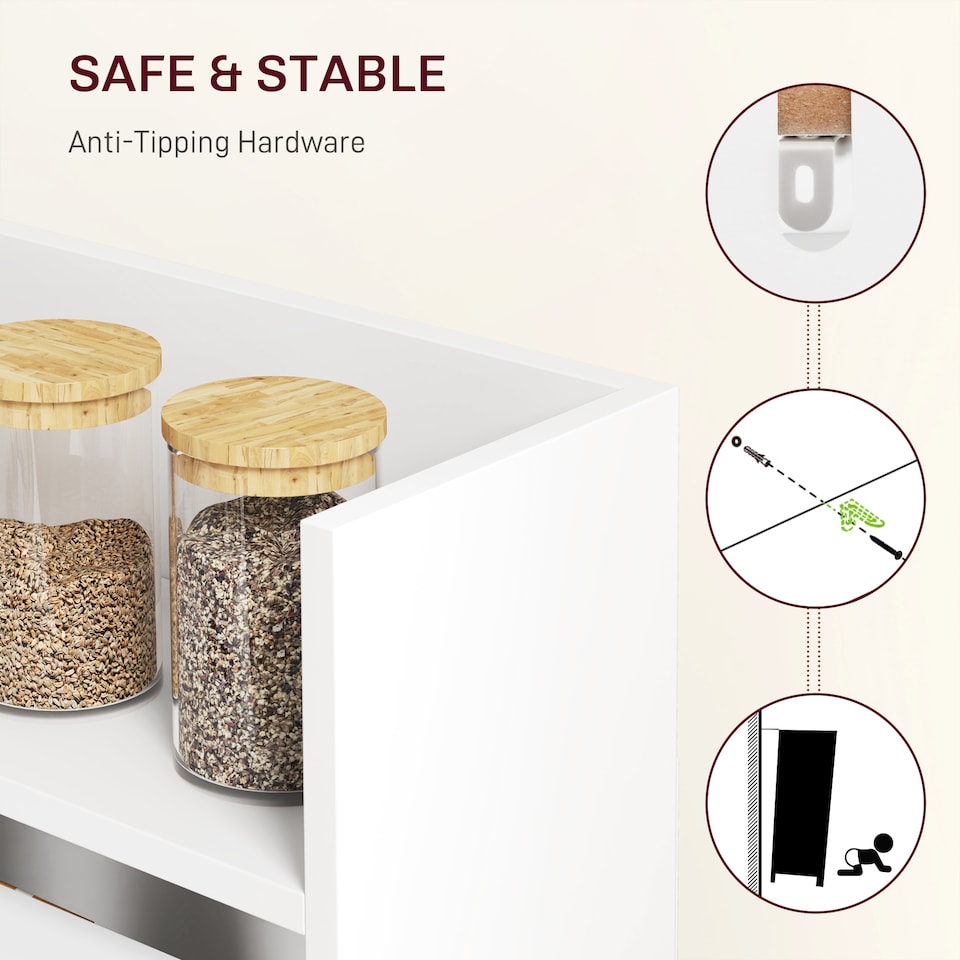 image 1 of HOMCOM Folding Dining Table, Kitchen Table with Shelves