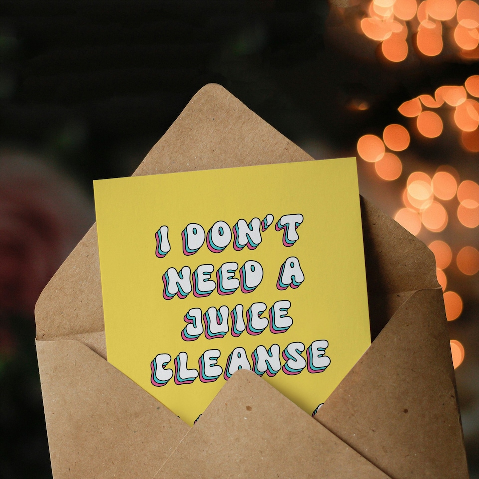 image 1 of Need Gin Not Juice Cleanse Retro Her Funny Birthday Card