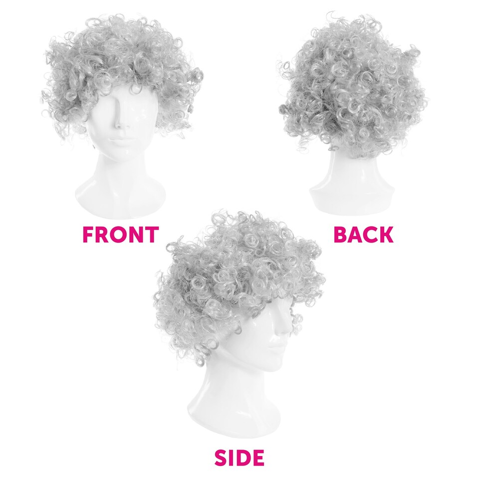image 1 of Adult Grey Afro Wig – Fancy Dress Costume Hairpiece Grey | One Size