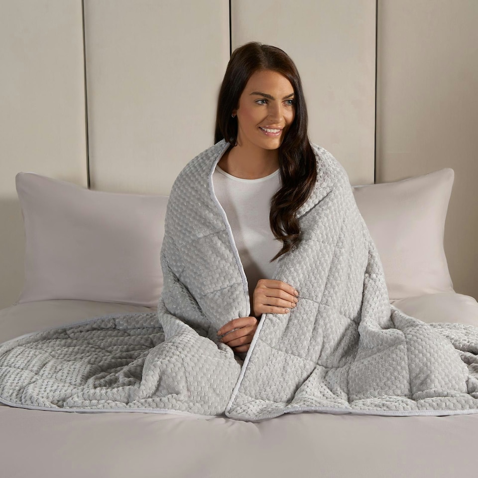 image 1 of OHS Waffle Fleece Sensory Weighted Blanket 8kg, 150x200cm - Silver