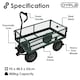 image 2 of Heavy Duty Metal Gardening Trolley - Green Trailer Cart
