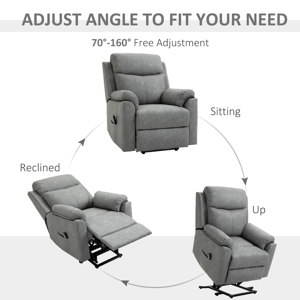 image 1 of HOMCOM Power Lift Chair Electric Riser Recliner with Remote Control, Grey