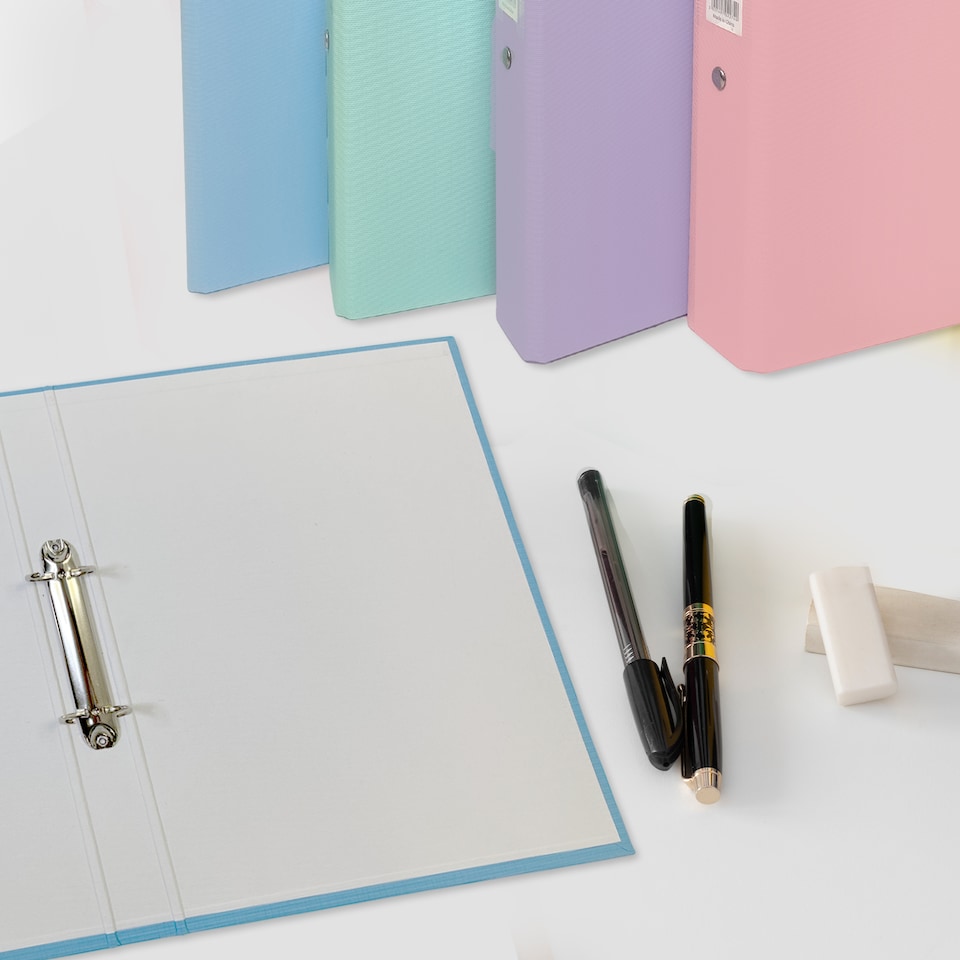 image 1 of Pack of 4 A4 Assorted Pastel Coloured Paper Over Board Ring Binders by Janrax