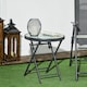image 2 of Outsunny Round Folding Side Table w/ Imitation Marble Glass Top, White