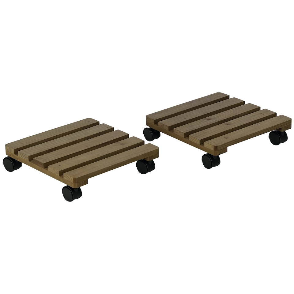 image 1 of Outsunny 2 Pack Plant Stand with Wheels Flowerpot Holder Indoor & Outdoor Use