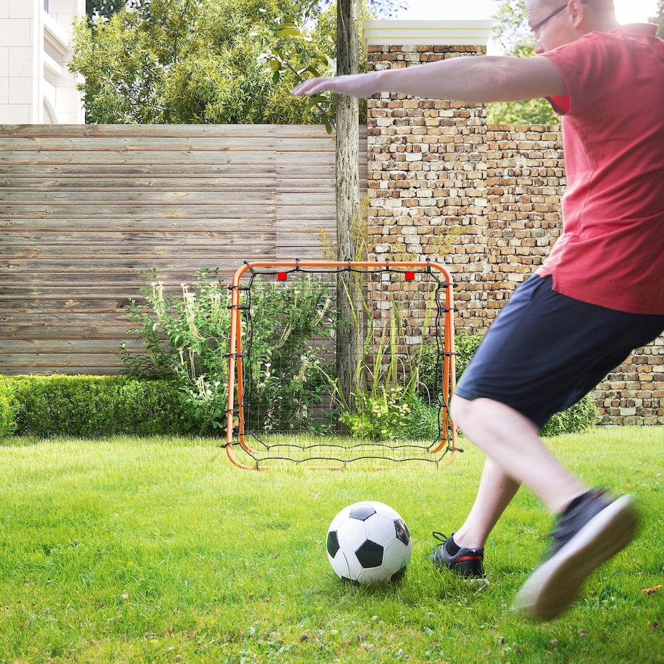 image 1 of HOMCOM Rebounder Net Football Target Goal with Adjustable Angles, Orange