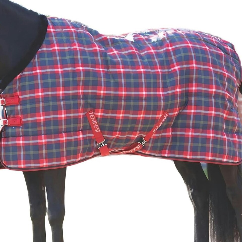 image 1 of Tempest Plus 200 Standard-Neck Tartan Horse Stable Rug - Red - 5´ 6"