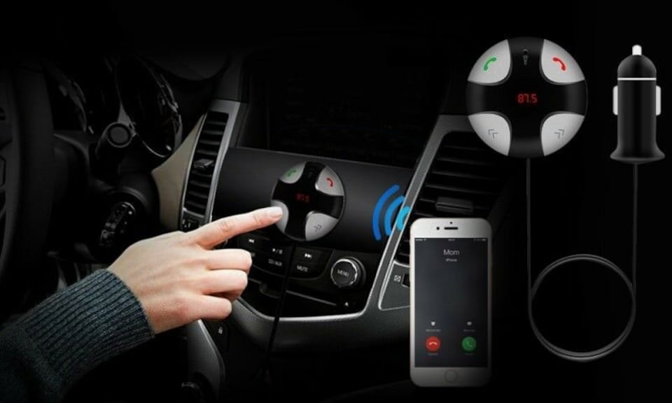 image 1 of Aquarius Round Bluetooth FM Transmitter MP3 Player & USB Charger & Hands Free Calling
