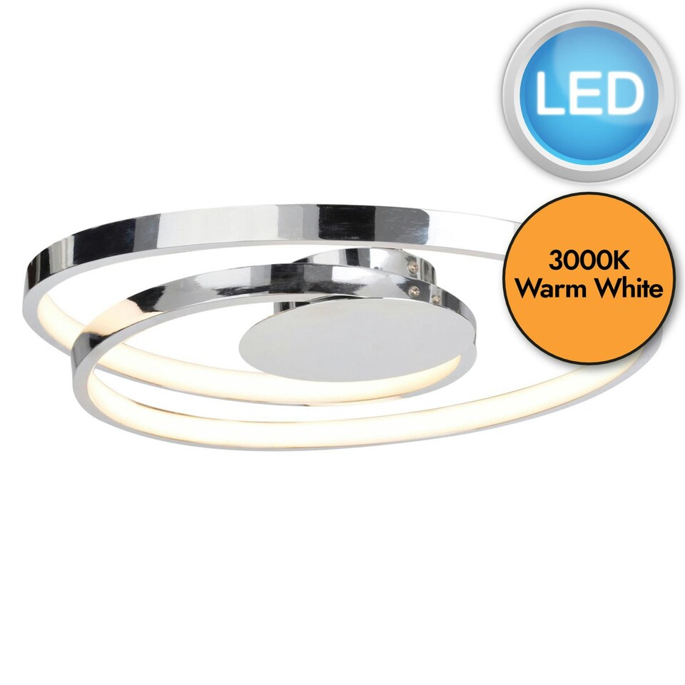 image 1 of First Choice Lighting Polished Chrome LED Swirl Flush Fitting Chrome