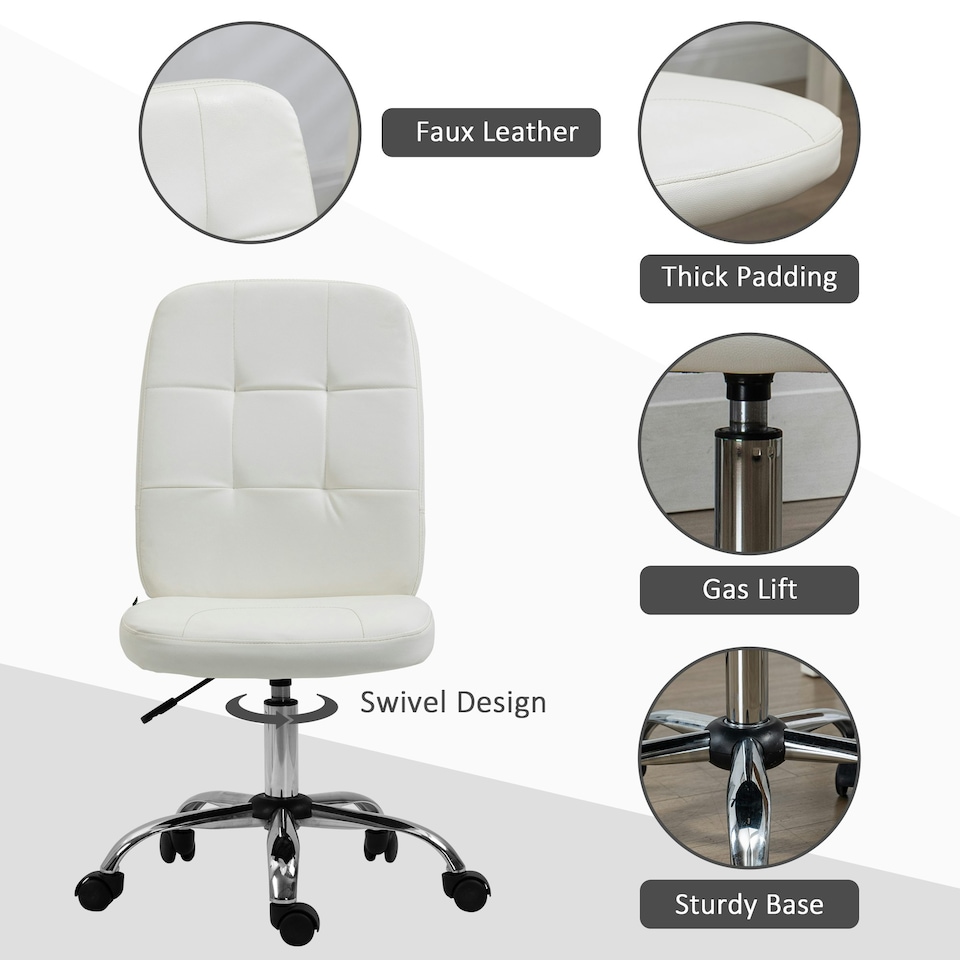 image 1 of Vinsetto Curved Back Home Office Chair with Adjustable Height, White