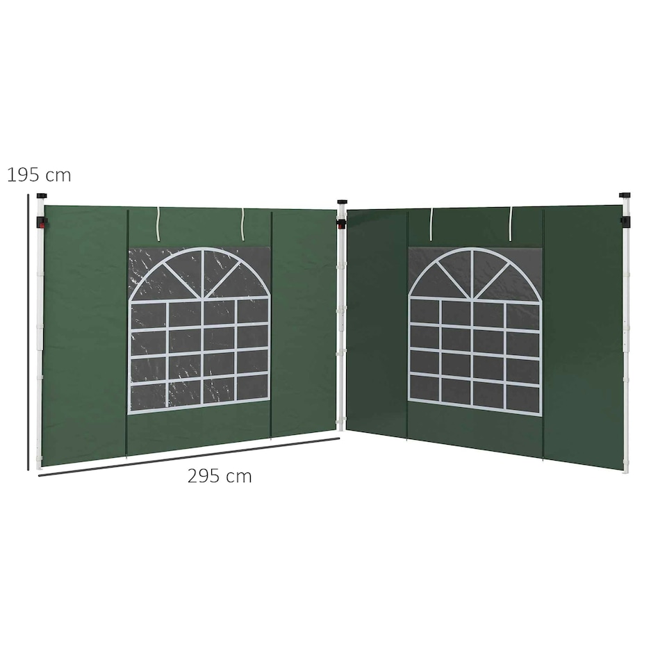 image 1 of Outsunny 3x3(m) or 3x6m Pop Up Gazebo Side Panels Replacement, 2 Pack, Green