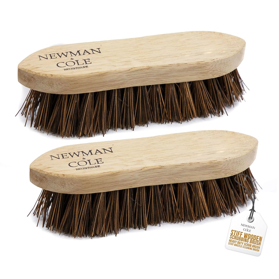 image 1 of Wooden Scrubbing Brush Heavy Duty Hand Scrubber with Stiff Natural Bassine Bristles