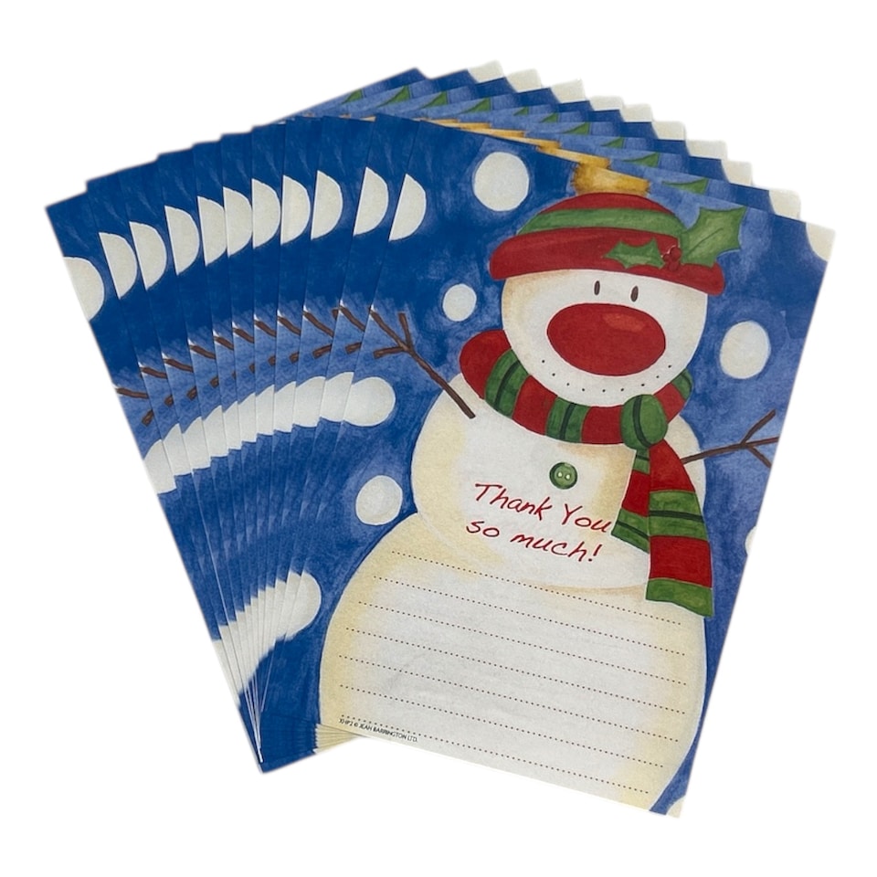 image 1 of Pack of 20 Snowman Christmas Thank You Sheets With Envelopes