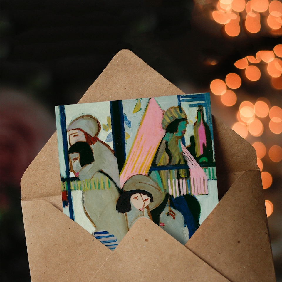 image 1 of Ernst Ludwig Kirchner Art Card The Cafe Abstract Painting