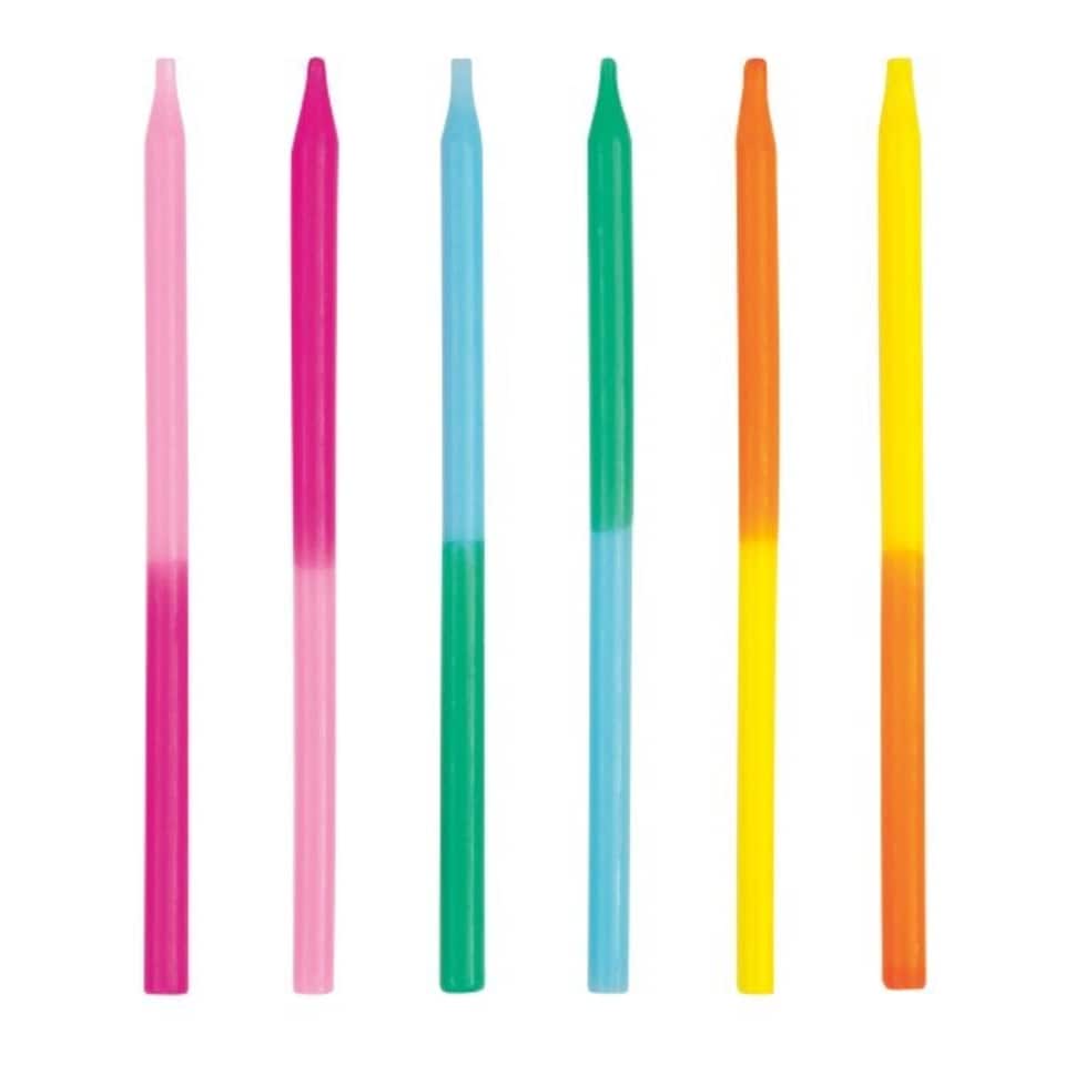 image 1 of Pack of 12 Assorted Two-Color 5" Birthday Candles