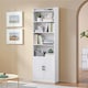 image 2 of Yaheetech 7-Tier Tall Bookcase with 2-Door Cabinet-White