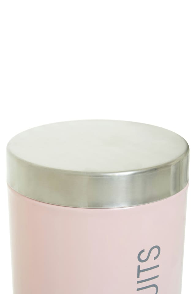 image 1 of Interiors By Premier Functional Design Light Pink Biscuit Canister, Chic Design Metal Canister, Durable Stainless Steel Canister