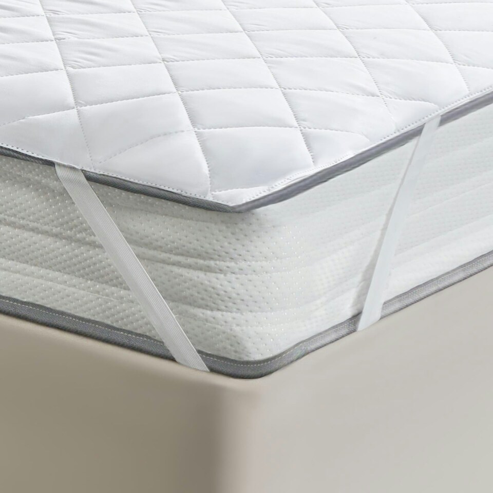 image 1 of OHS Pinsonic Soft Touch Anti-Allergy Mattress Topper Protector, Super King - White