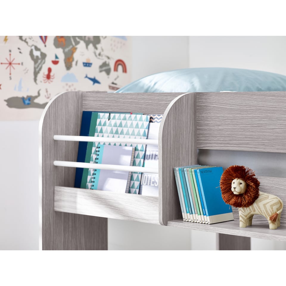 image 1 of Mars 90cm Single Grey Oak Effect Bunk Bed with Underbed Trundle