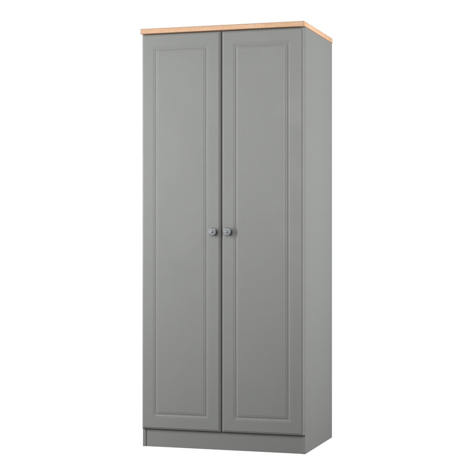 image 1 of Surrey Double Wardrobe in Dusk Grey & Bardolino Oak (Ready Assembled) | Grey | Dusk Grey & Bardolino Oak