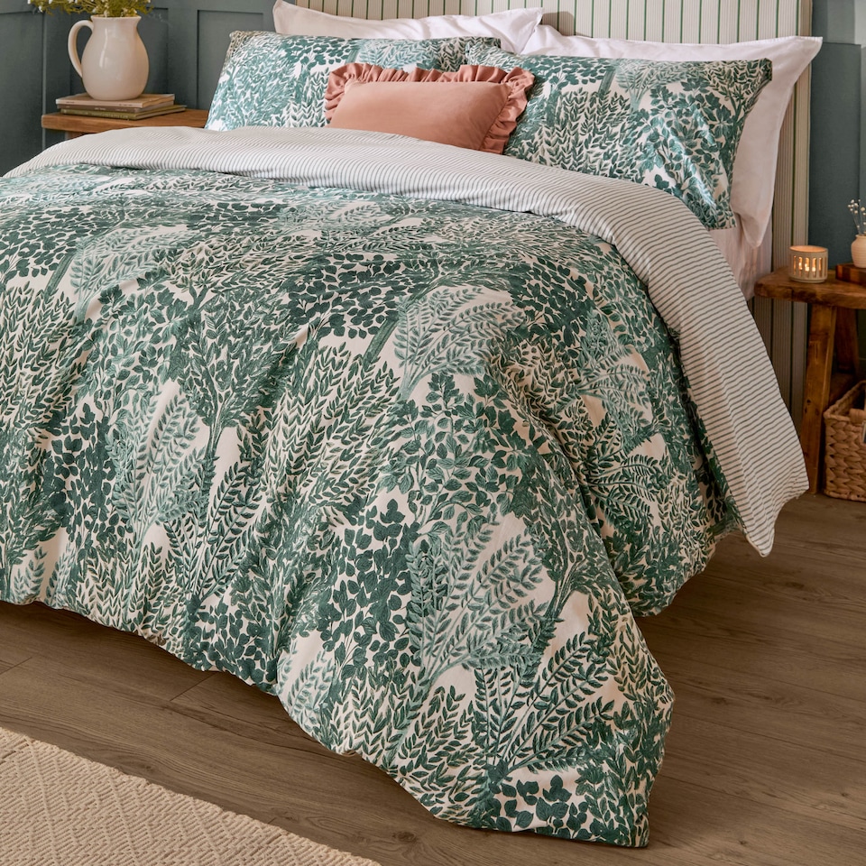 image 1 of Wylder Topiary Reversible Duvet Cover Set | Green | Green | King