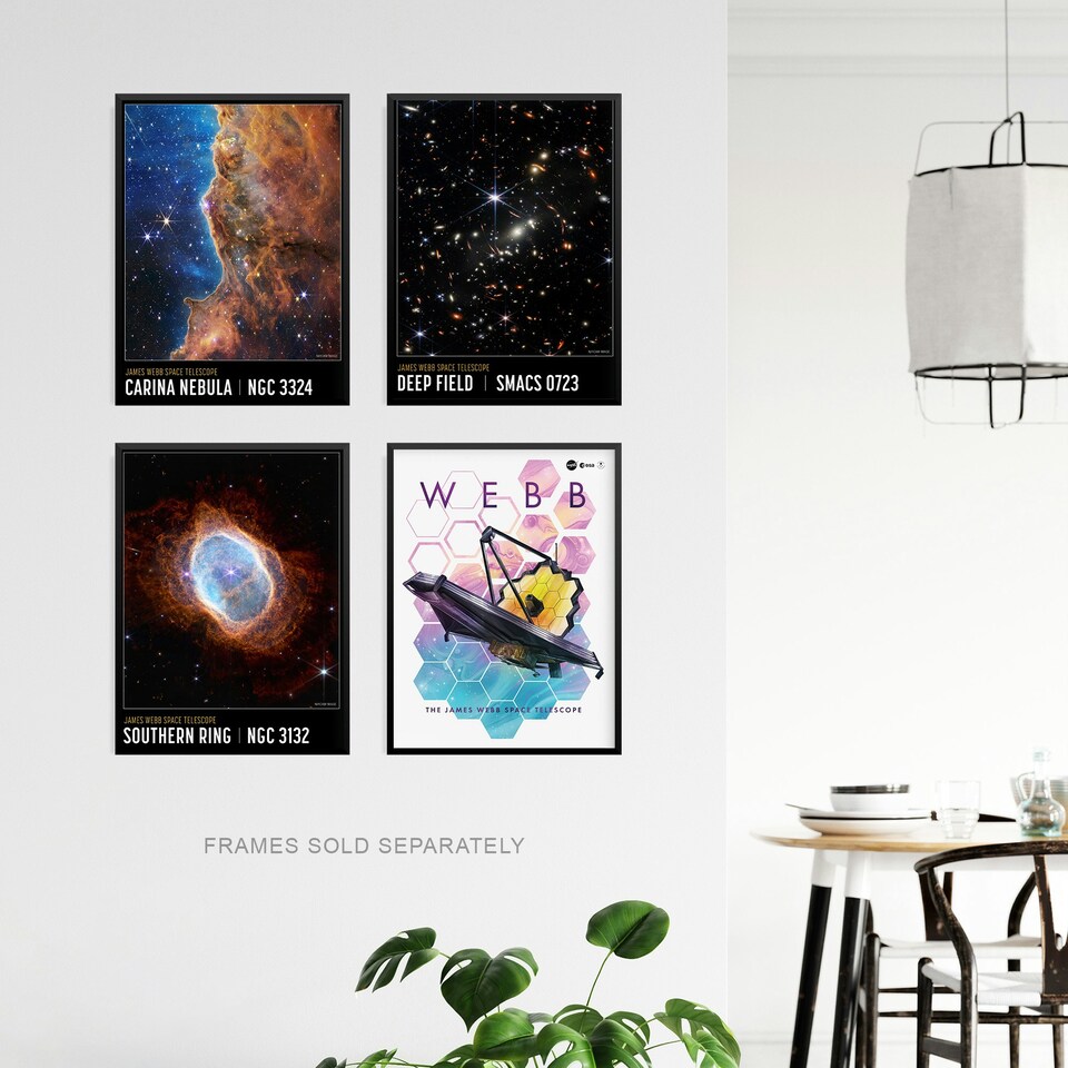 image 1 of Set of 4 NASA James Webb Space Southern Ring Carina Nebula Deep Field Wall Art Print A4