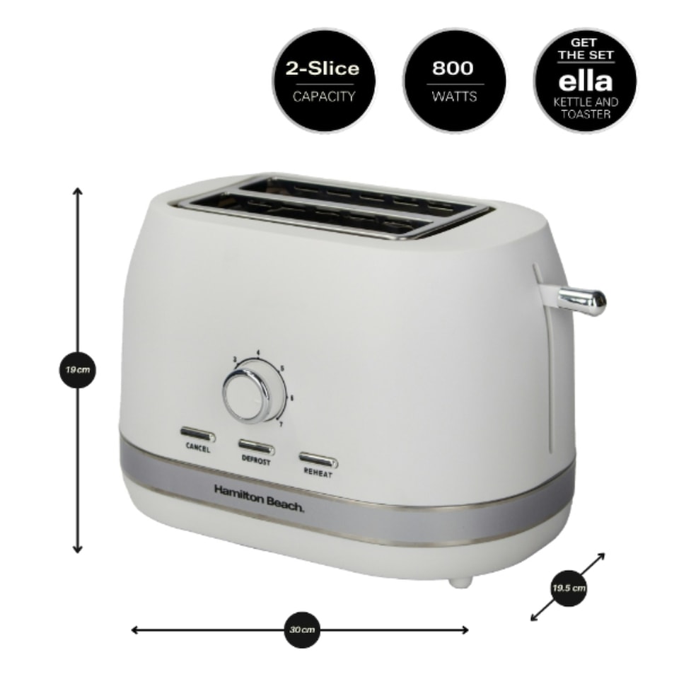 image 1 of Hamilton Beach 1.7L Kettle, 2 Slot Toaster & 20L, 700W Microwave Set - Ella Collection - White