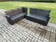 image 4 of Fimous 6 Seater Garden Rattan Furniture Corner Dining Set Rectangular Dining Table Indoor Outdoor Lounge Sofa Set Dark Grey Mixed