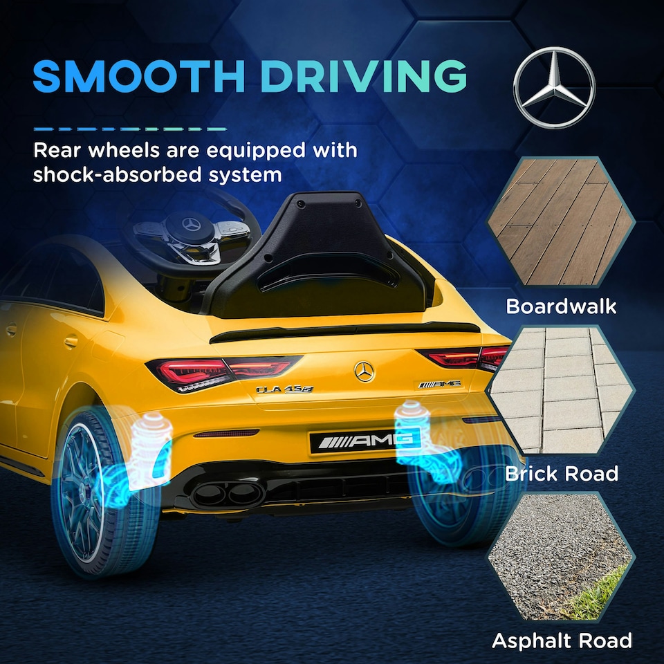 image 1 of AIYAPLAY Mercedes-Benz AMG CLA 45 Licensed 12V Ride on Car w/ Music - Yellow