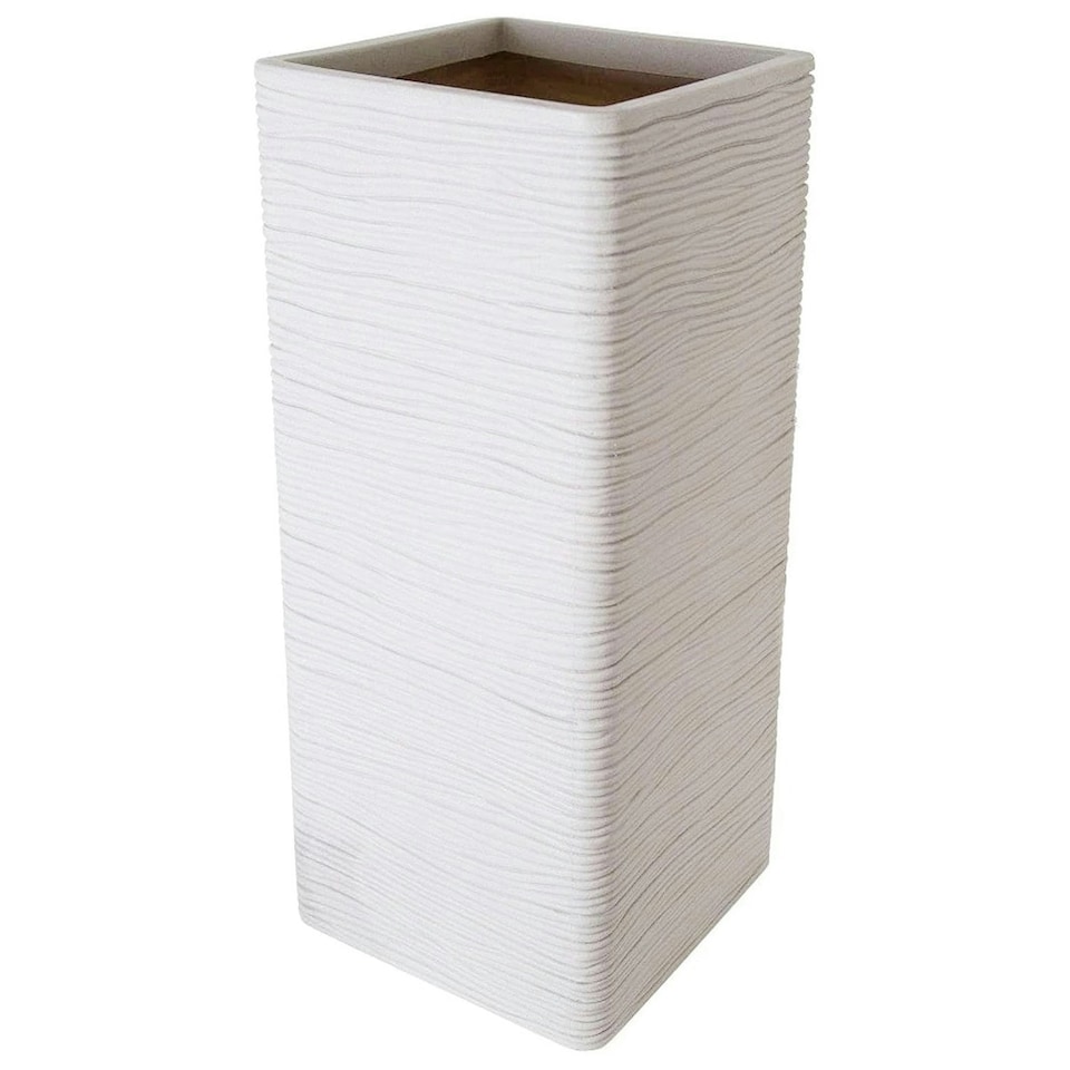 image 1 of 2 x Tall Amalfi Stone Effect Multipurpose Patio Planter Ideal For Home & Garden | White