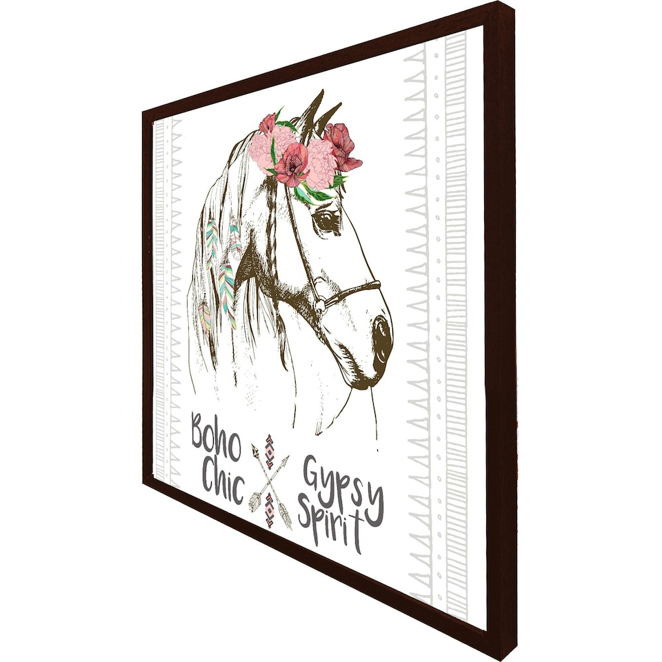 image 1 of Horse with flower chic (Picutre Frame) White | XS