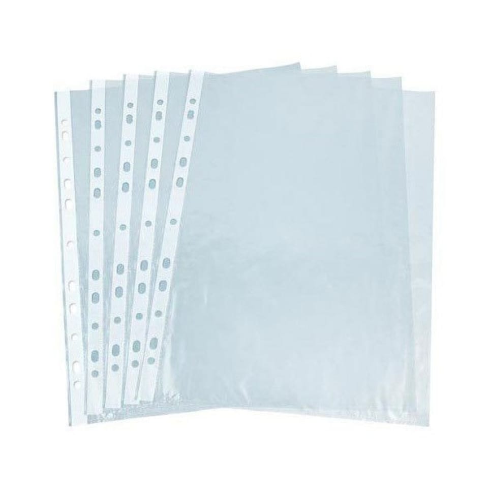 image 1 of Pack of 100 50 Micron A4 Clear Polypropylene Punched Pockets