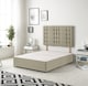 image 1 of Astoria Divan Bed Base with 30 Inch Diamonte Button Headboard Linen Fabric | Brown | Wheat | King