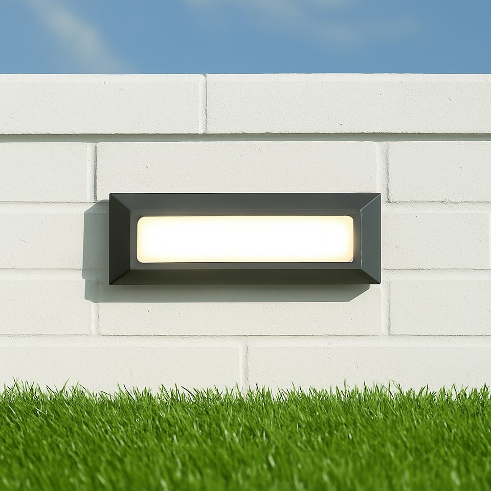 image 1 of CGC REBECCA Dark Grey Slim LED Outdoor Rectangle Brick Light Grey