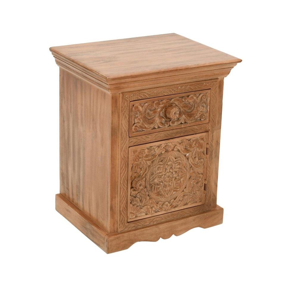 image 1 of Viva Mango Wood Bedside Table With Storage Cream